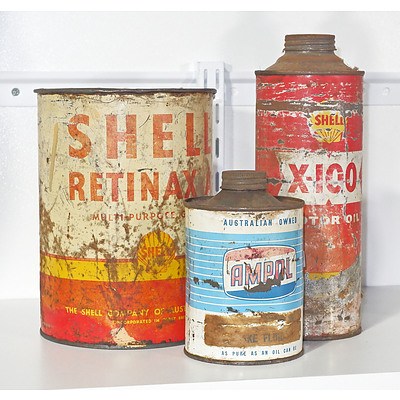 Three Vintage Oil And Grease Tins
