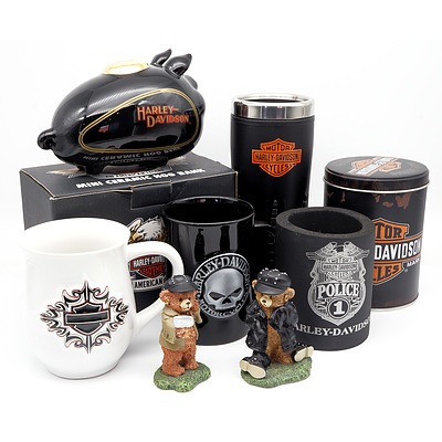 Harley Davidson Thermos Coffee Mug, Ceramic Hog Bank, Mugs and More