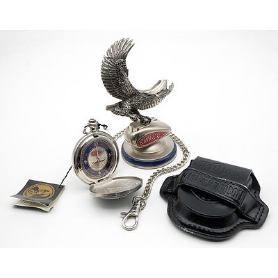 Harley Davidson Franklin Mint Heritage Springer Pocket Watch With Stand and Pouch