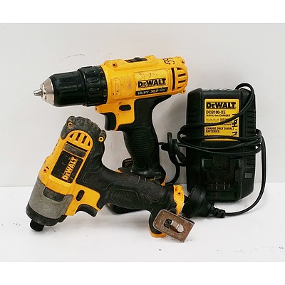 DeWalt DCD710-XE 10mm Cordless Drill/Driver, DCF815-XE 6.3mm Cordless Impact Driver and DCB100-XE Charger