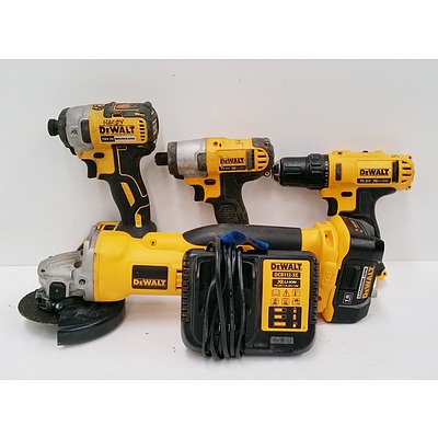 Lot of Four DeWalt Power Tools with Batteries and Charger