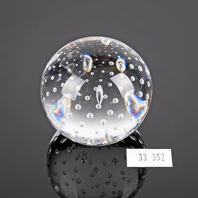 Atlantis Spherical Glass Encased Bubble Paperweight