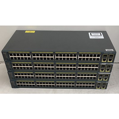 Cisco Catalyst (WS-C2960-48TC-L) 2960 Series 48-Port Ethernet Switches - Lot of Four
