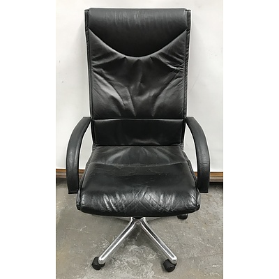 Schmidt Black Leather Office Chair