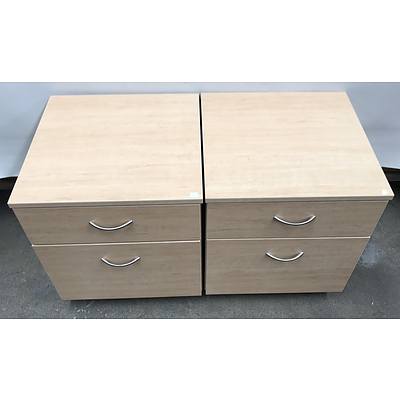 Veneer Two Drawer Filing Cabinets -Lot Of Two