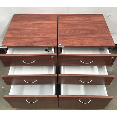 Aurora Three Drawer Filing Cabinets -Lot Of Two