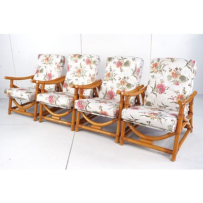 Four Vintage Cane Armchairs