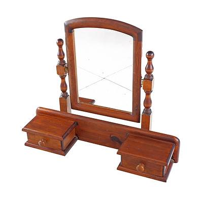 Reproduction Antique Style Dresser Top Mirror and Trinket Drawers