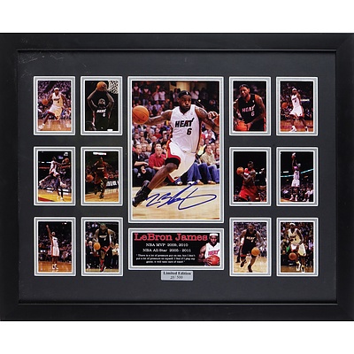 LeBron James Autographed Photo Montage Limited Edition 27/500 with Certificate