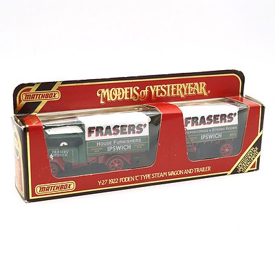 Limited Edition Boxed Matchbox Models of Yesteryear Frasers 1922 C Type Steam Wagon and Trailer