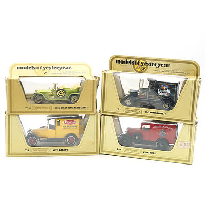 Four Boxed Matchbox Models of Yesteryear, Including Captain Morgan 1912 Ford Model T and 1906 Rolls Royce Silver Ghost