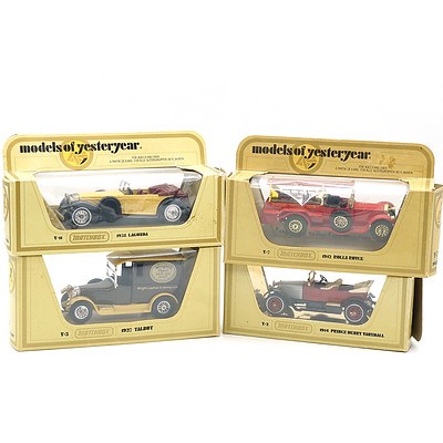 Four Boxed Matchbox Models of Yesteryear, Including 1912 Rolls Royce, 1914 Prince Henry Vauxhall and More