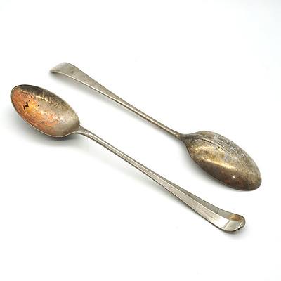Pair of Antique Style Silver Plated Rat Tail Basting Spoons
