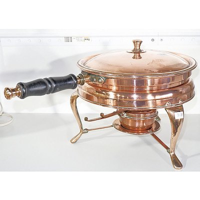 Antique Copper Chafing Dish with Spirit Burner, Signed Nader 27232