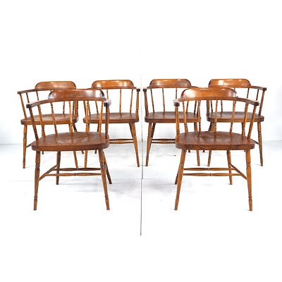 Set of Six Vintage Beech Spindleback Chairs Labelled J Richardson (6)