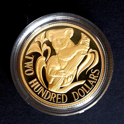 1980 22ct Gold Koala Two Hundred Dollar Proof Coin, Including Original Box