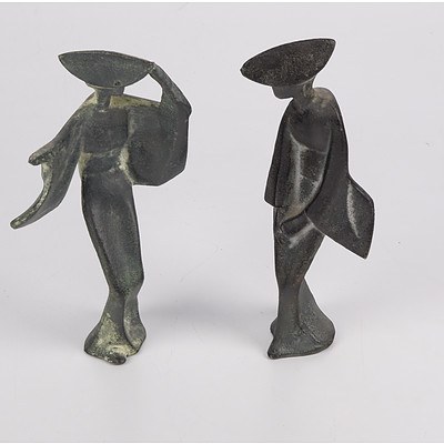 Pair of Japanese Cast Metal Statuettes
