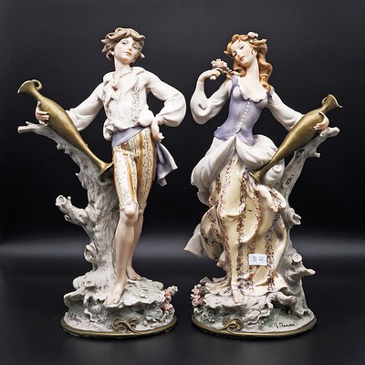 Pair of Capodimonte Figurines Designed by Giuseppe Armani