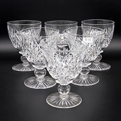 Set of Six Stuart Hob Cut Crystal Stemmed Drinking Glasses (6)