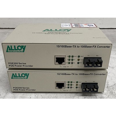 Alloy (POE200SC) POE200 Series 10/100Base-TX to 100Base-FX Converter - Lot of Two