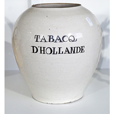 Antique Dutch Tin Glazed Tobacco Jar