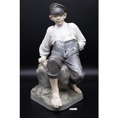 Large Royal Copenhagen Porcelain Figure of a Fisherboy by Christian Thomsen