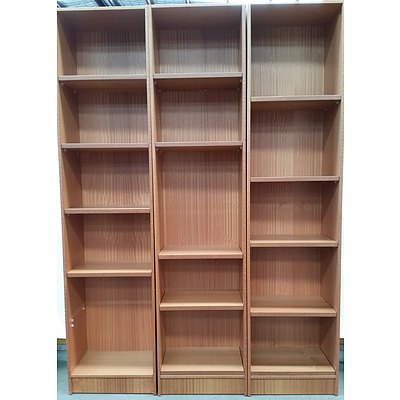 Maple Veneer Bookshelves - Lot of Three