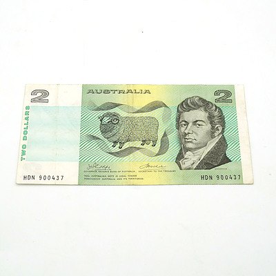 1974 Australian Phillips/ Wheeler $2 Note, With Slightly Longer Right Border