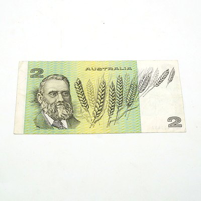 1974 Australian Phillips/ Wheeler $2 Note, With Slightly Longer Right Border