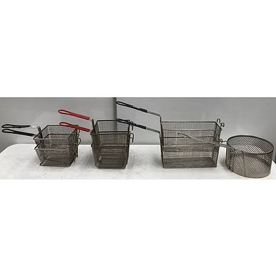 Stainless Steel Deep Fryer Baskets -Lot Of Nine