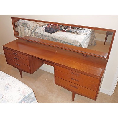 Retro White and Newton Portsmouth Teak Dressing Table with Matching Bedhead