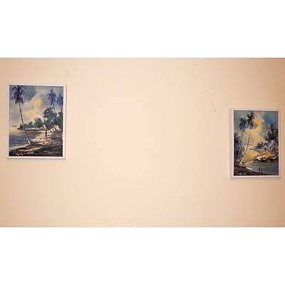 Pair of Southeast Asian Canvas Paintings