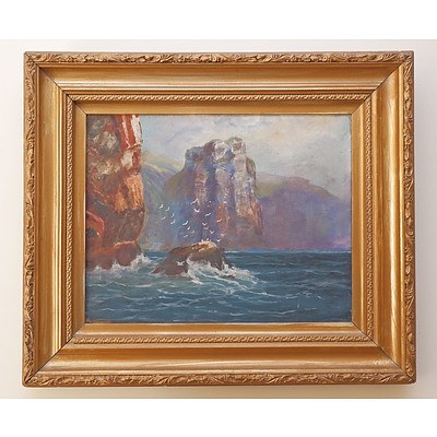 Antique Framed Marine Painting, Oil on Canvas