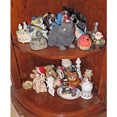 Two Shelves of Ornaments as Shown