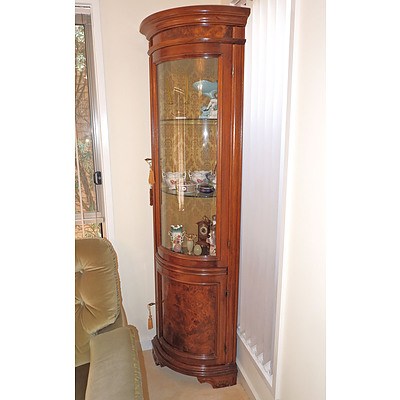 Antique Style Burr Walnut Corner Cabinet