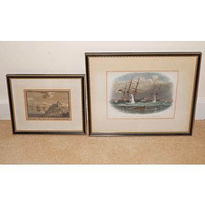 Two Antique Engravings, One Hand Coloured