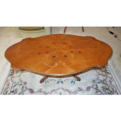 Antique Style Marquetry Inlaid Coffee Table, Circa 1970s