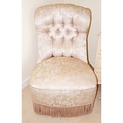 Vintage Silk Brocade Bedroom Chair