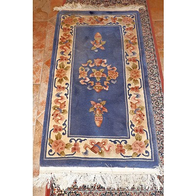 Two Vintage Chinese Sculpted Wool Pile Rugs