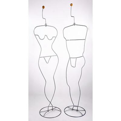 His and Hers Clothes Stands in the Manner of Laurids Lonborg, Circa 1980s