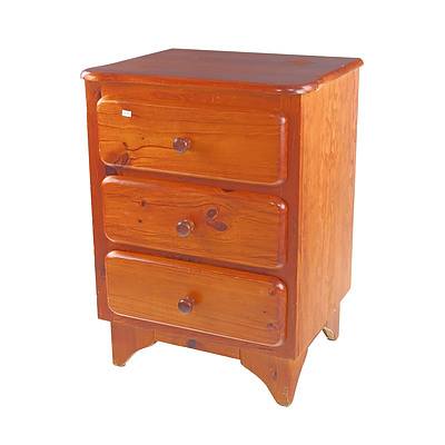 Solid Pine Three Drawers Small Chest