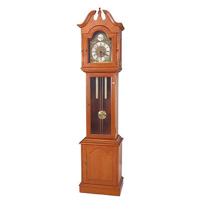 Antique Style Kieninger Weight Driven Chiming Longcase Clock with German Movement the Fec Inscribed in Latin Tempus Fugit (Time Flies)