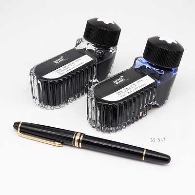 Genuine Montblanc Meisterstuck Fountain Pen with Two 50ml Bottles Montblanc Ink