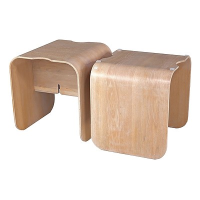 Unusual Vintage Moulded Ply Box Stool/Table Module