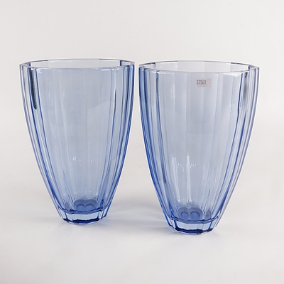 Pair of Villeroy and Boch Blue Art Glass Vases