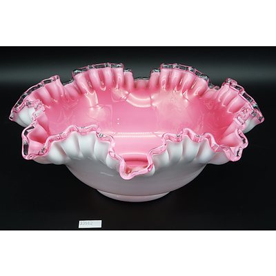 Vintage Art Glass Bowl with Ruffled Rim