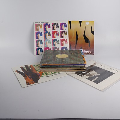 Quantity of Approximately 24 Vinyl 12 Inch LP Records Including INXS, Elton John, Madonna and More