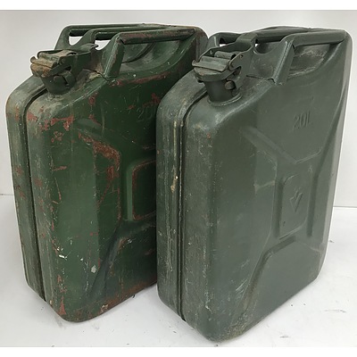 20 Litre Metal Jerry Cans -Lot Of Two