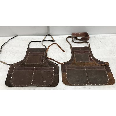 Leather Workshop Aprons -Lot Of Two