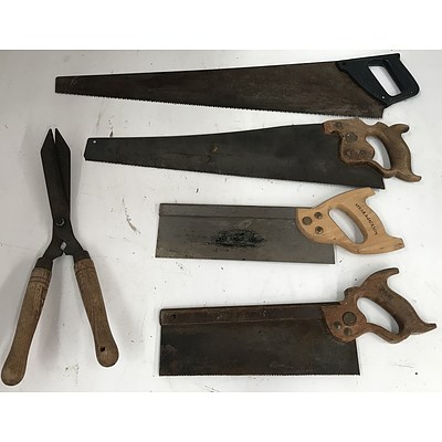 Handsaws and Shears -Lot Of Five